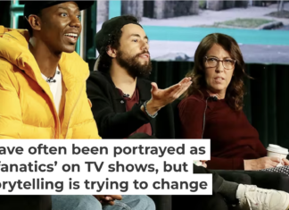 Hulu’s comedy-drama series ‘Ramy,’ created by actor-comedian Ramy Youssef, follows a young Egyptian-American Muslim navigating life’s challenges. Youssef, center, appears at a press conference in 2019. Frederick M. Brown/Getty Images